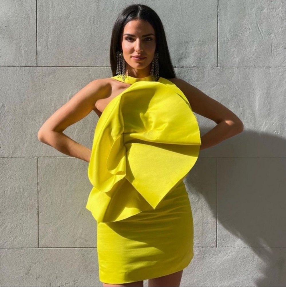 Zara Yellow Ruffle Mini Dress - Picture 11 of 15
